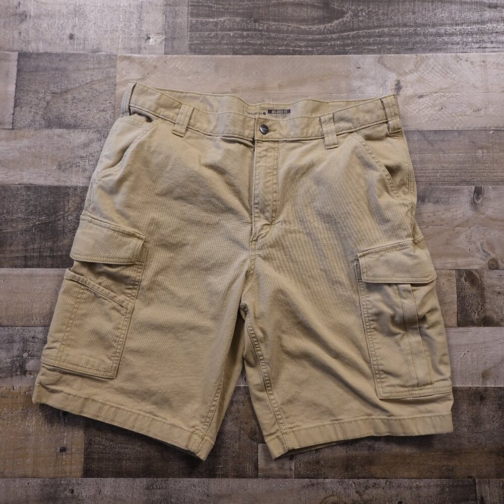 Carhartt Rugged Flex Cargo‎ Shorts Men’s 38 Khaki Canvas Workwear Relaxed Fit